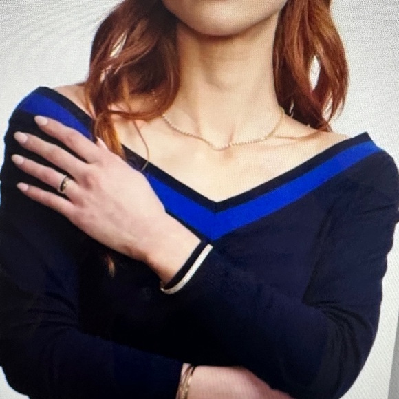 L'AGENCE Off-the-Shoulder Navy and Blue Sweater. New never worn. - Picture 1 of 4